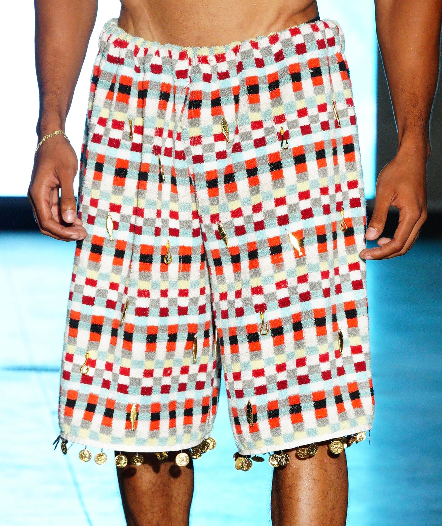 Fish Hook Checkered Towel Shorts