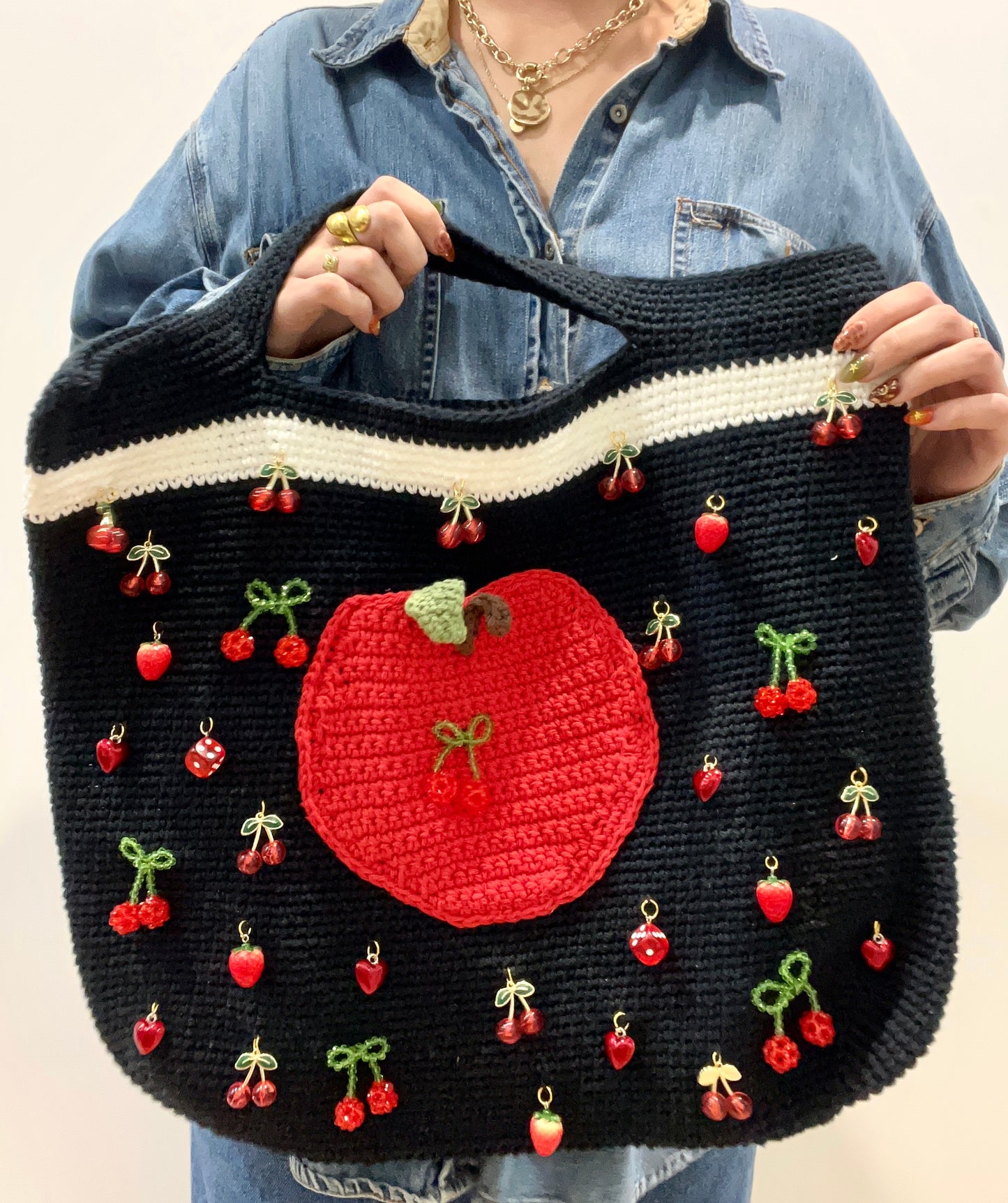 Cherry red custom tote ππ