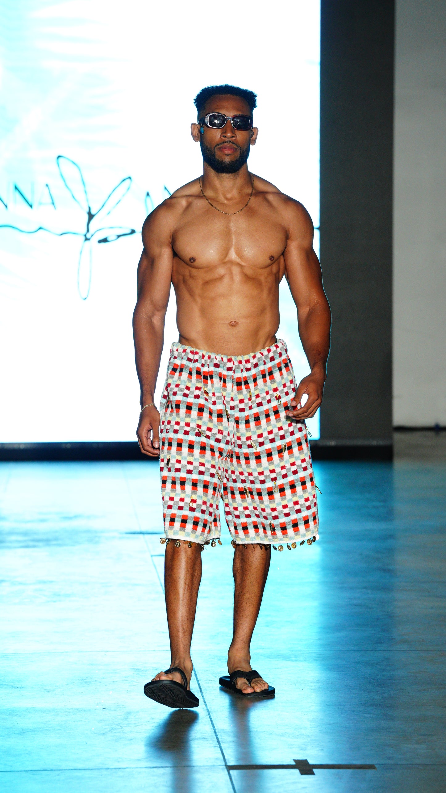 Fish Hook Checkered Towel Shorts