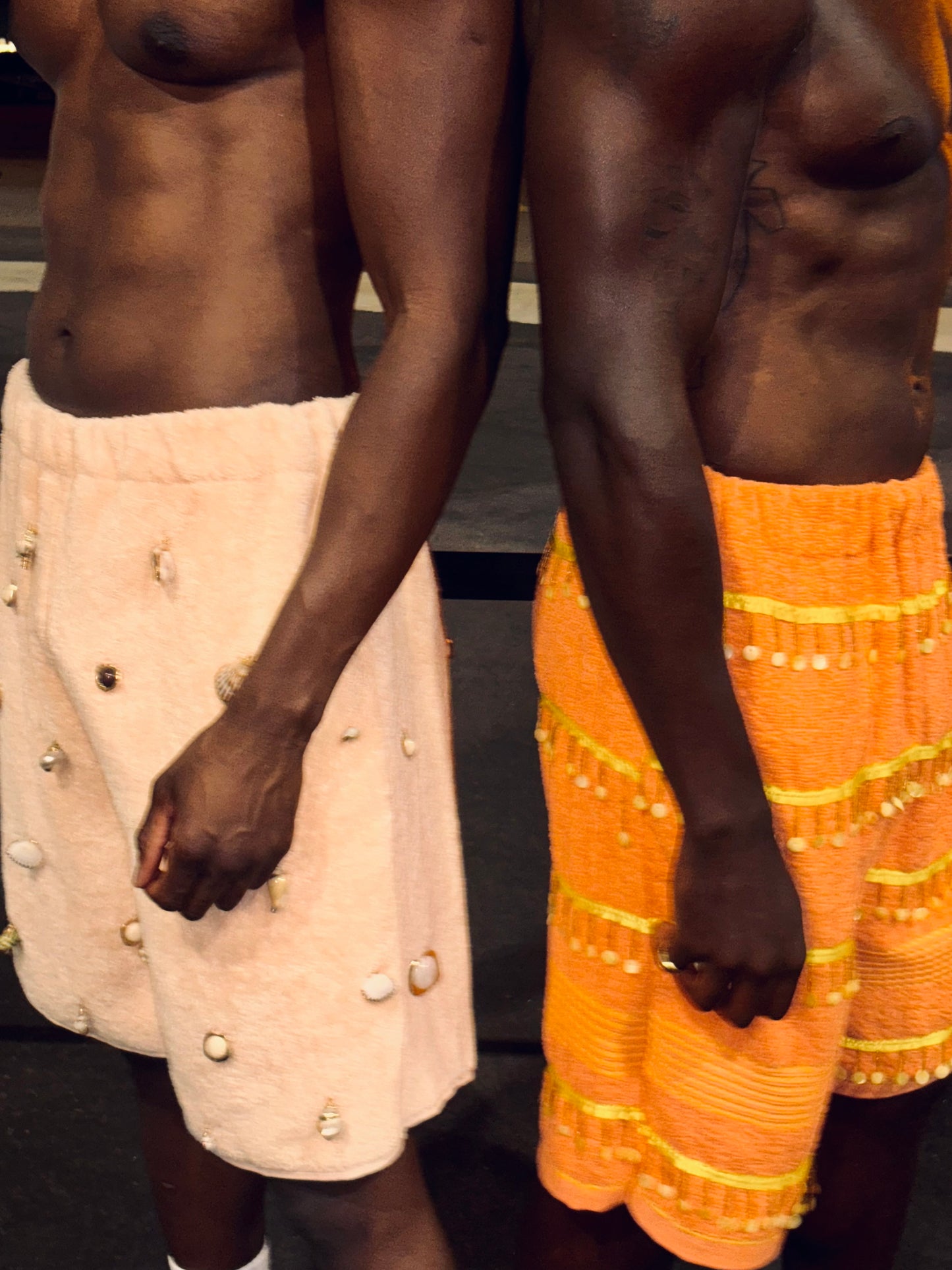 Coral shell towel shorts