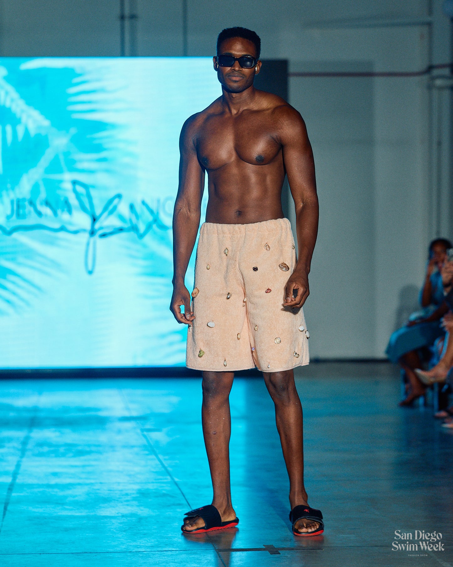 Coral shell towel shorts
