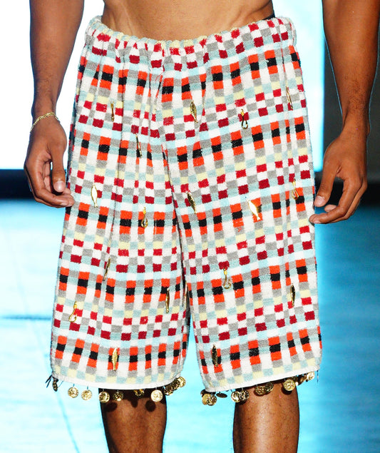 Fish Hook Checkered Towel Shorts