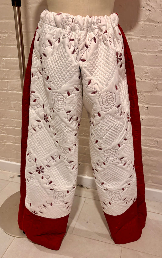 Upcycled Maroon Quilted Bedding Pants
